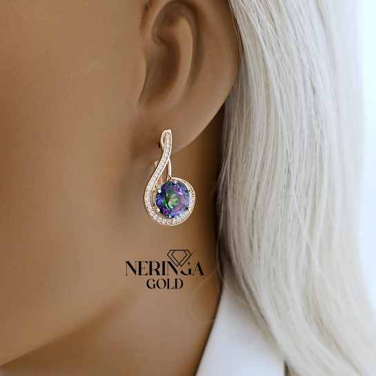 Rose gold english lock earrings #65798