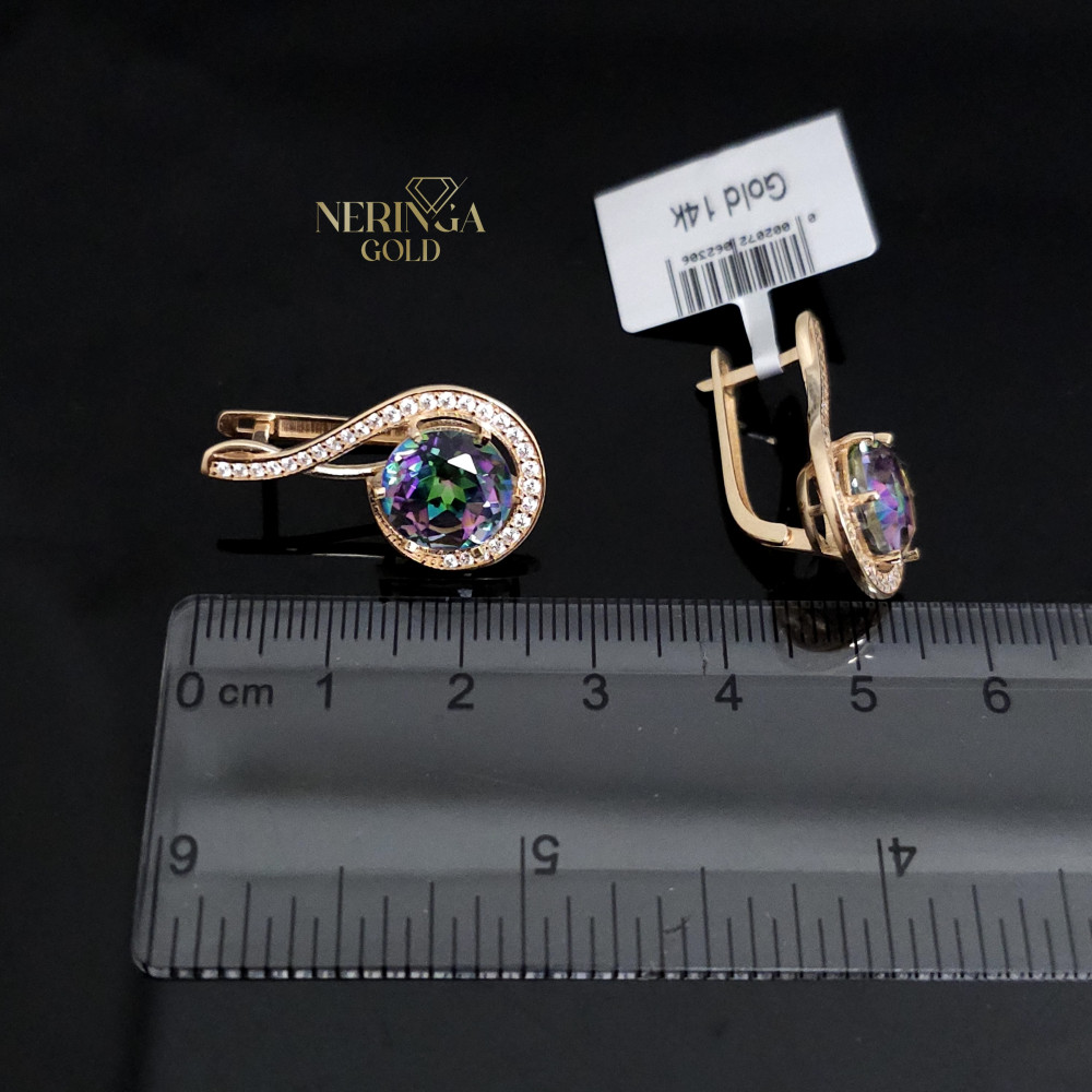 Rose gold english lock earrings #65798
