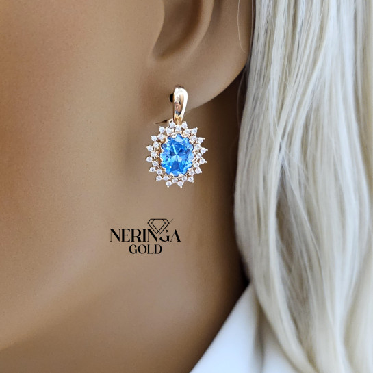 Rose gold english lock earrings #65797