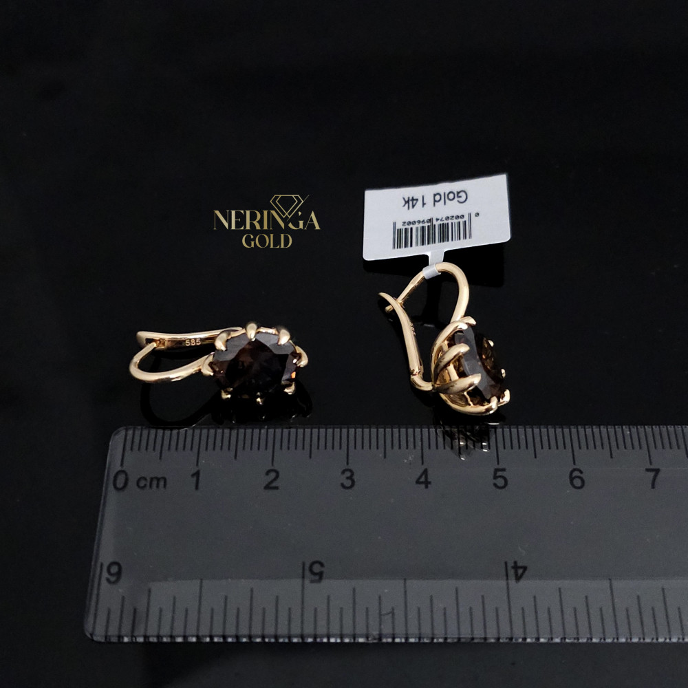 Rose gold english lock earrings #65961