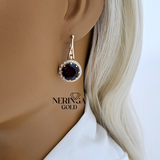 Rose gold english lock earrings #65954