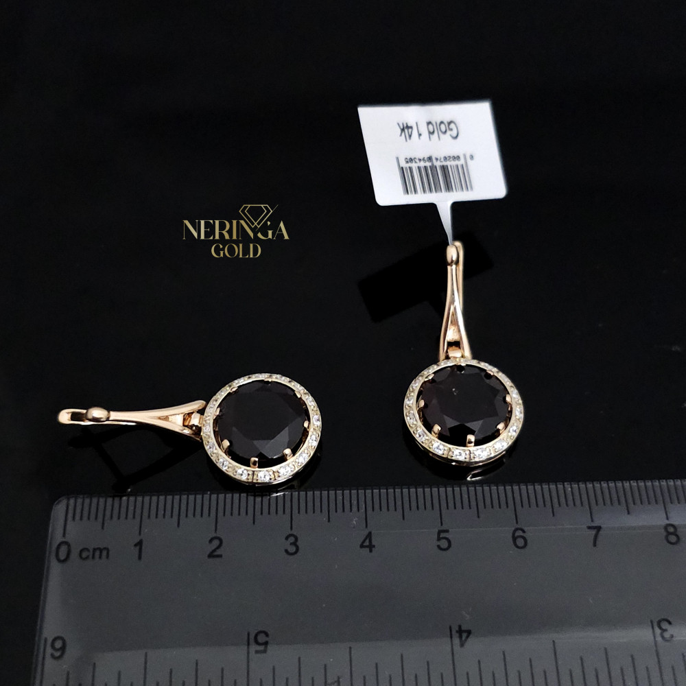 Rose gold english lock earrings #65954