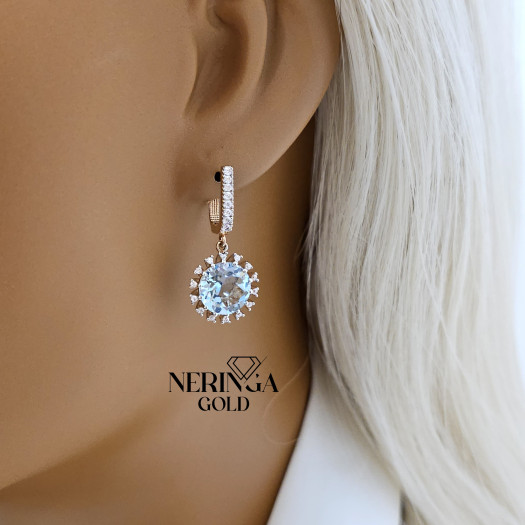 Rose gold english lock earrings #65793