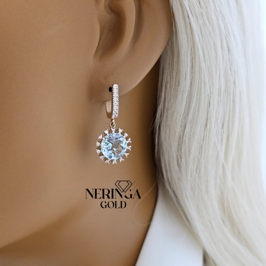 Rose gold english lock earrings #65793