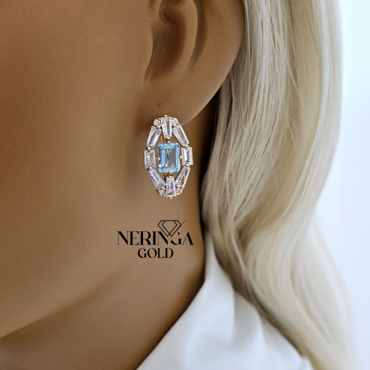 Rose gold english lock earrings #65792