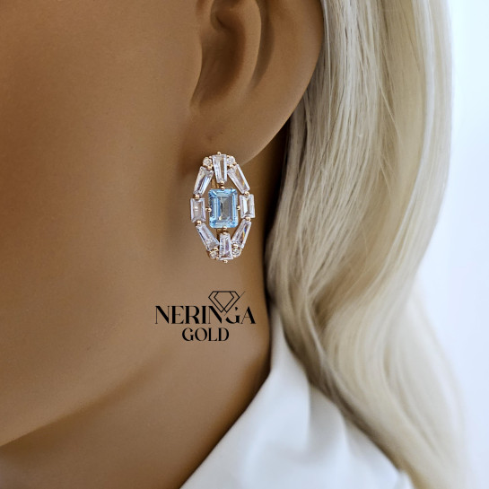 Rose gold english lock earrings #65792