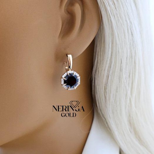 Rose gold english lock earrings #65960