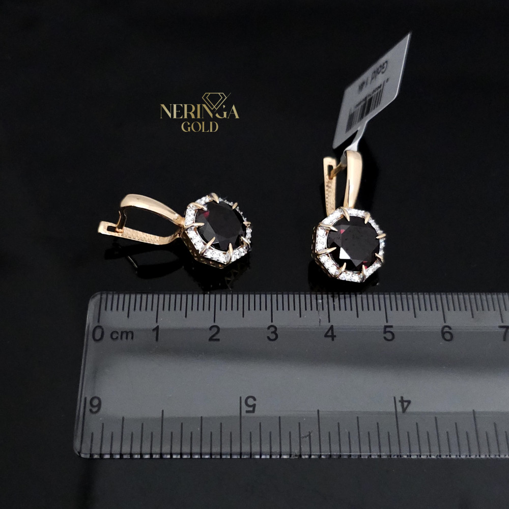Rose gold english lock earrings #65960