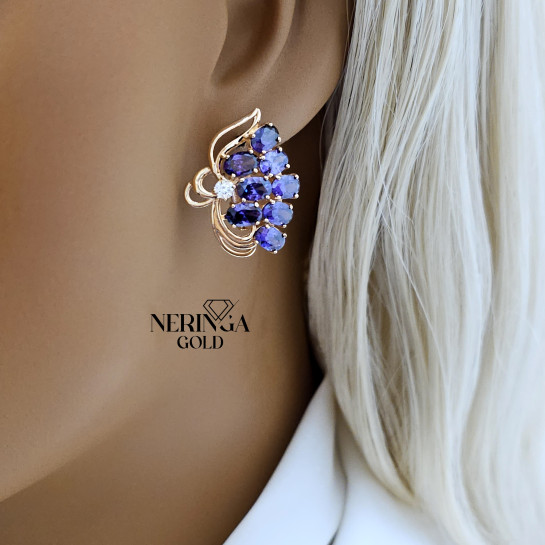 Rose gold english lock earrings #65790