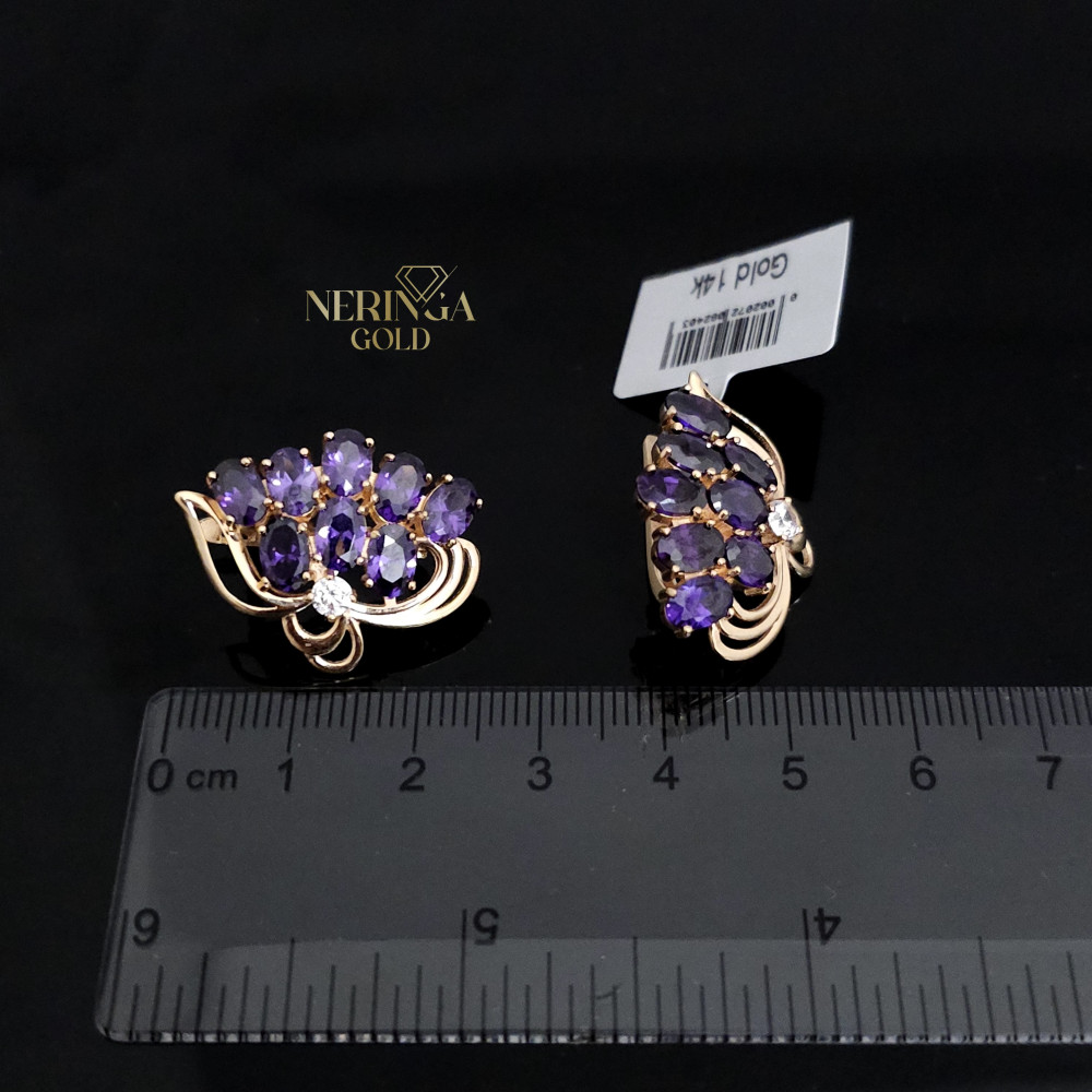 Rose gold english lock earrings #65790