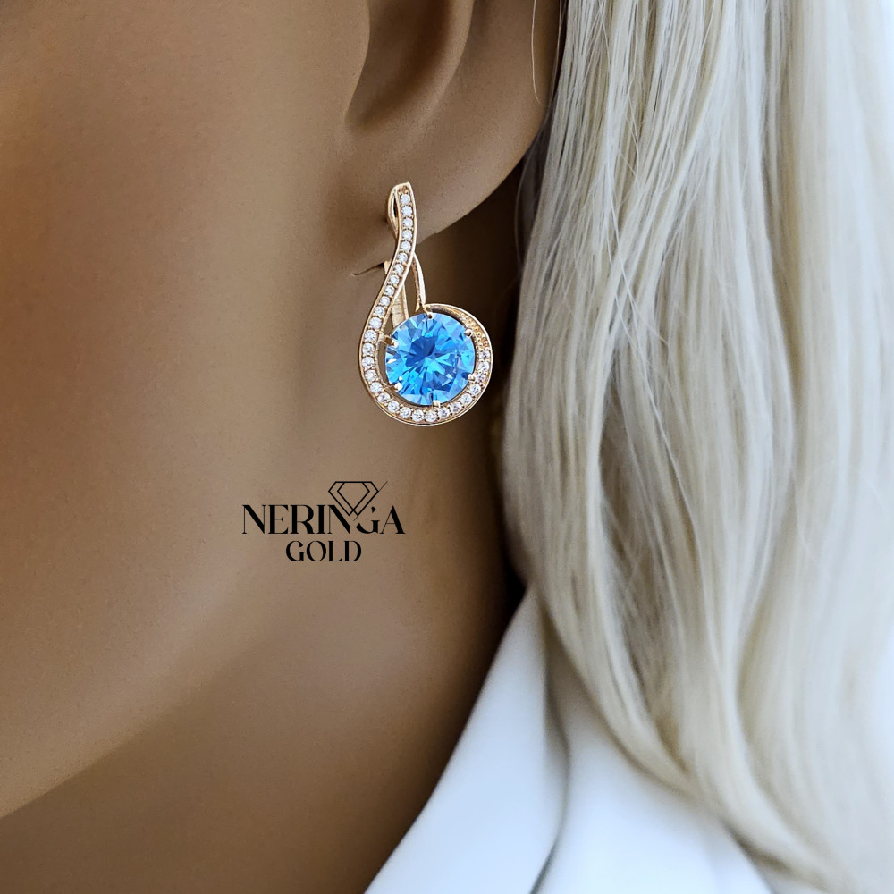 Rose gold english lock earrings #65799