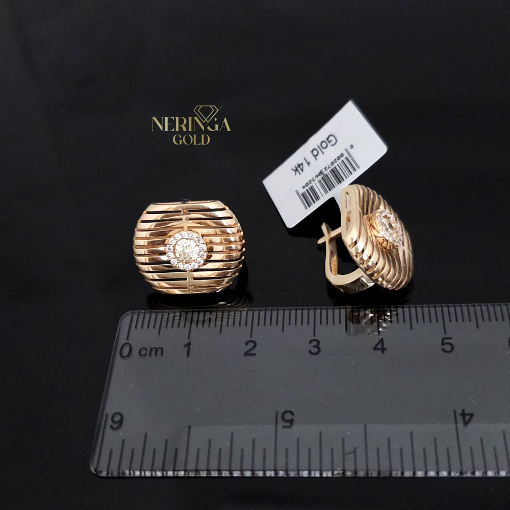 Rose gold english lock earrings #66009