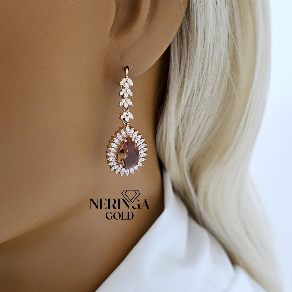 Rose gold english lock earrings #65957