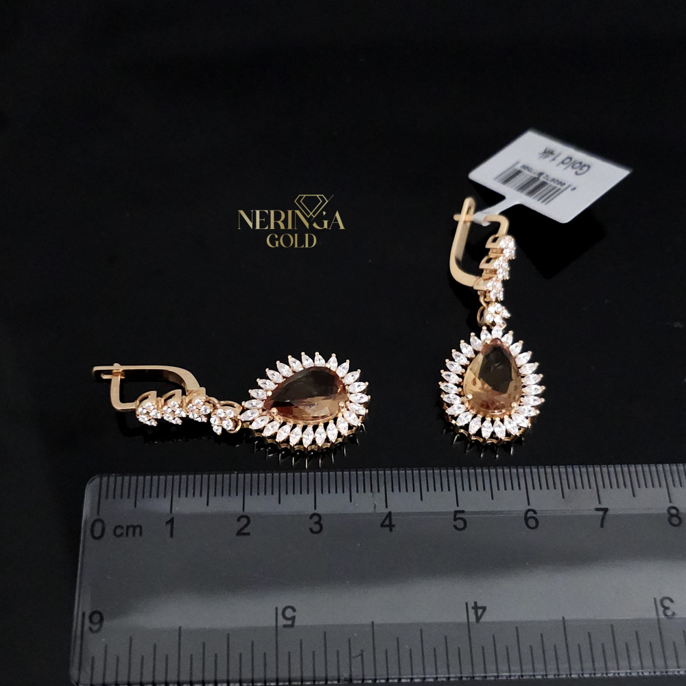Rose gold english lock earrings #65957