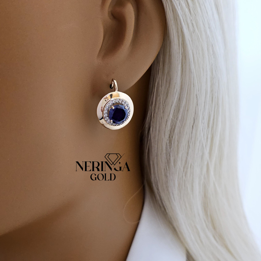 Rose gold english lock earrings #65794