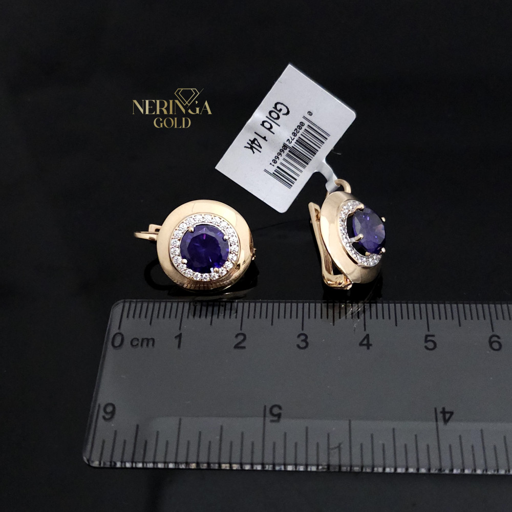Rose gold english lock earrings #65794