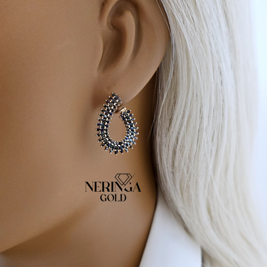 Rose gold english lock earrings #66014