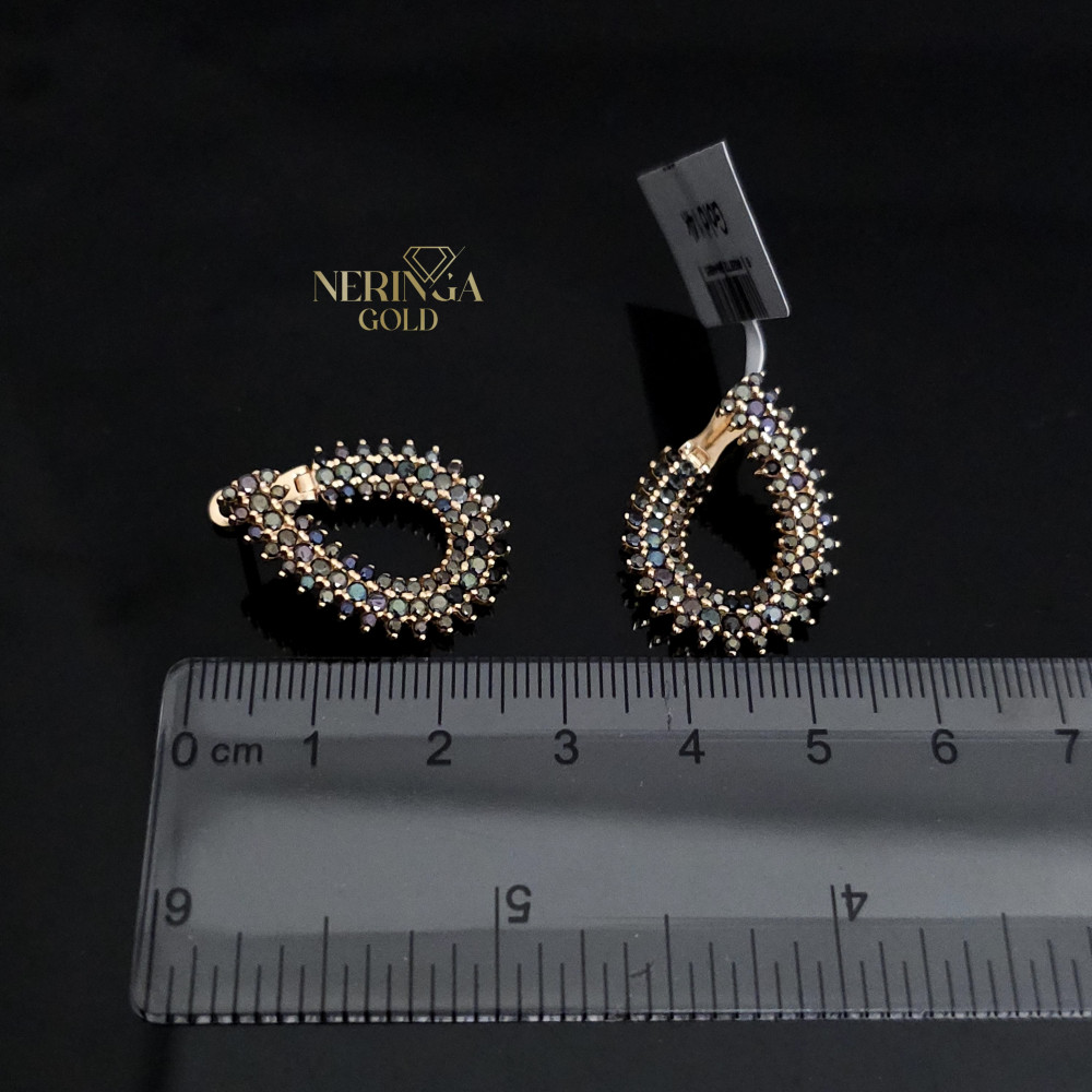 Rose gold english lock earrings #66014