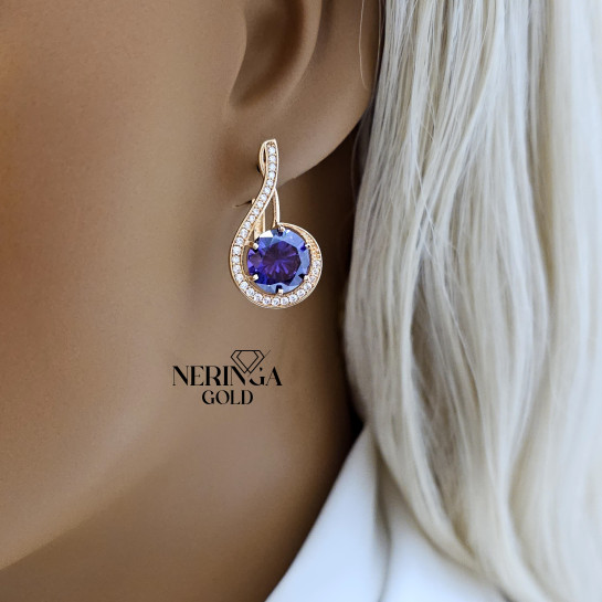 Rose gold english lock earrings #65805