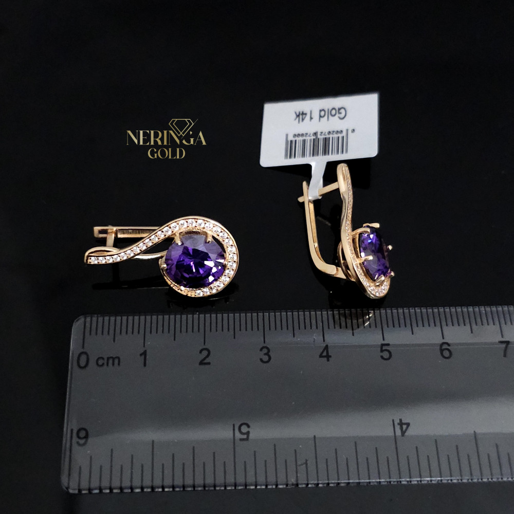 Rose gold english lock earrings #65805