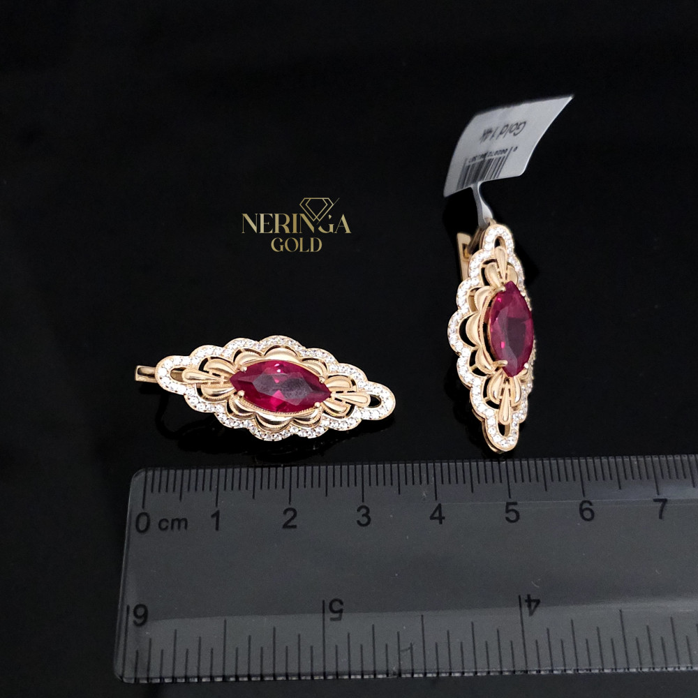 Rose gold english lock earrings #65955