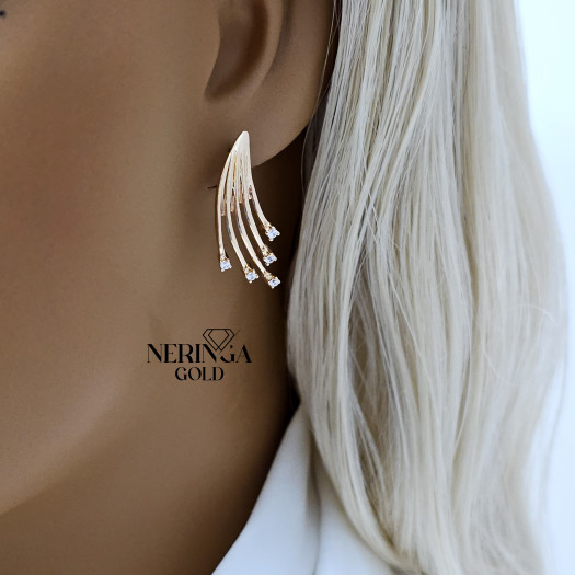 Rose gold english lock earrings #66011