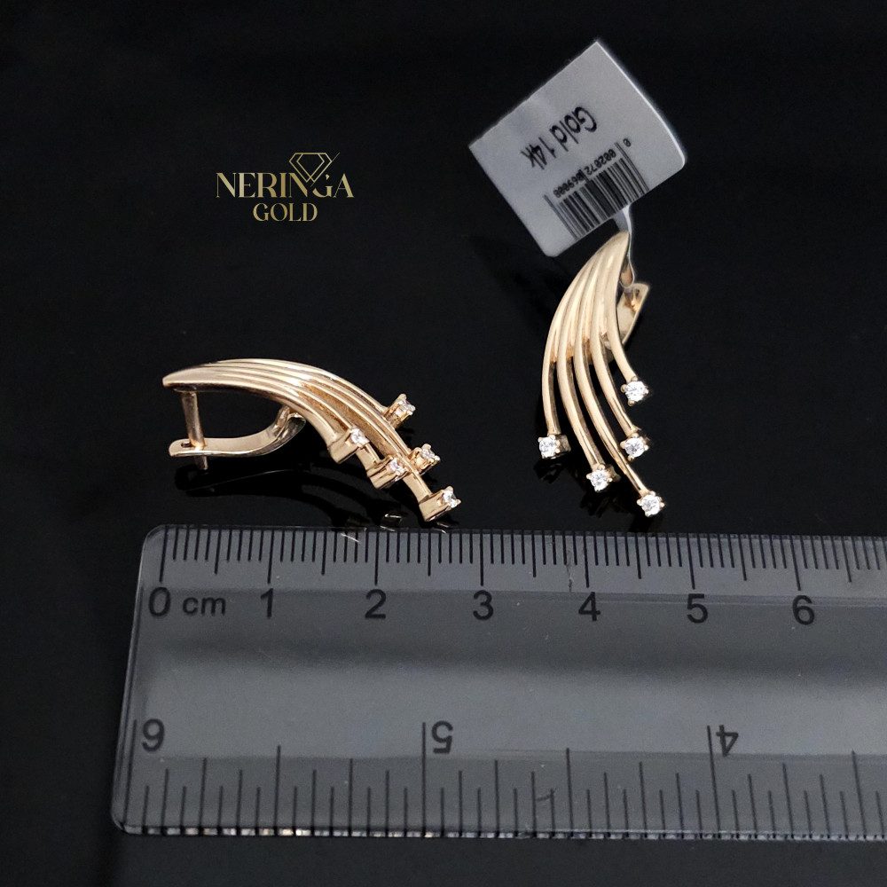 Rose gold english lock earrings #66011