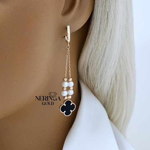Rose gold english lock earrings #66000