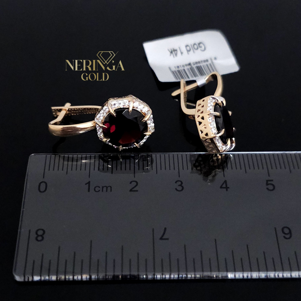 Rose gold english lock earrings #65953