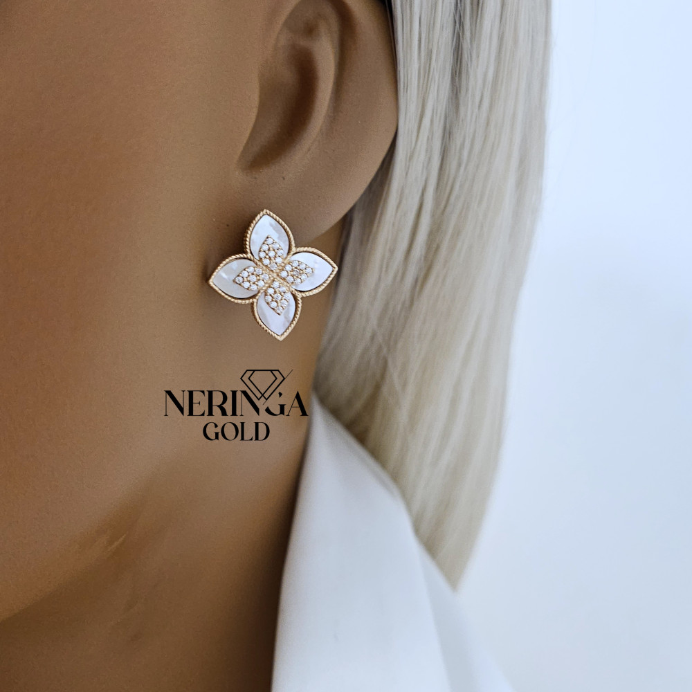 Rose gold english lock earrings #65996