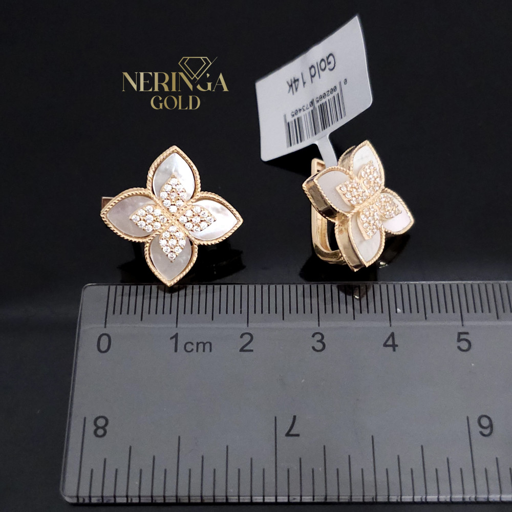 Rose gold english lock earrings #65996