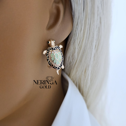 Rose gold english lock earrings #65956