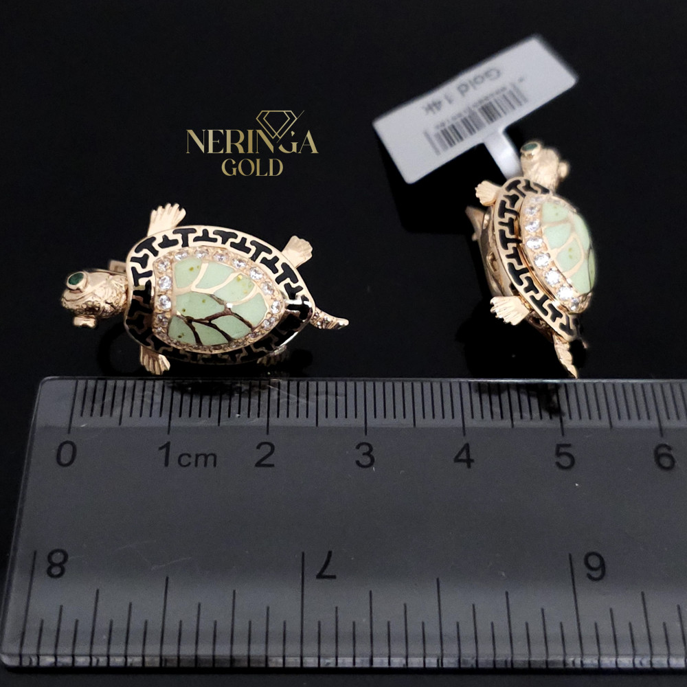 Rose gold english lock earrings #65956