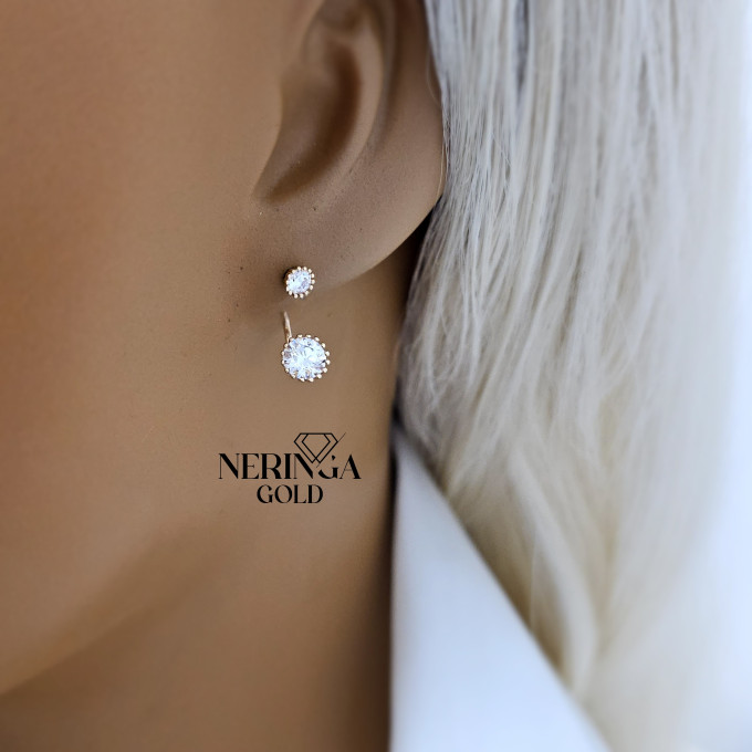 White rose gold stud earrings #66350