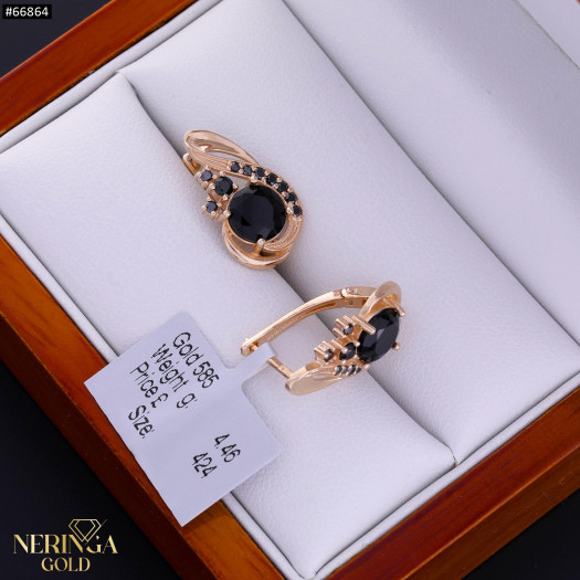 Rose gold english lock earrings #66864