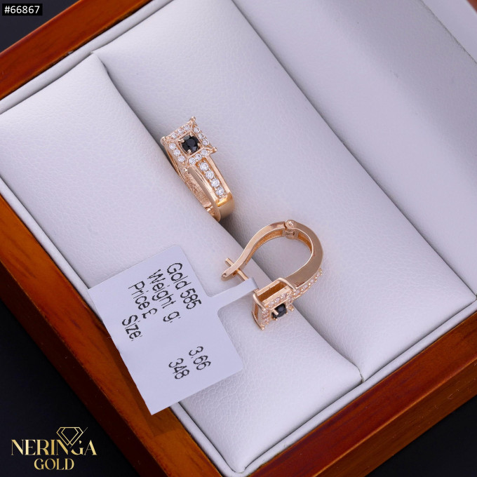 Rose gold english lock earrings #66867