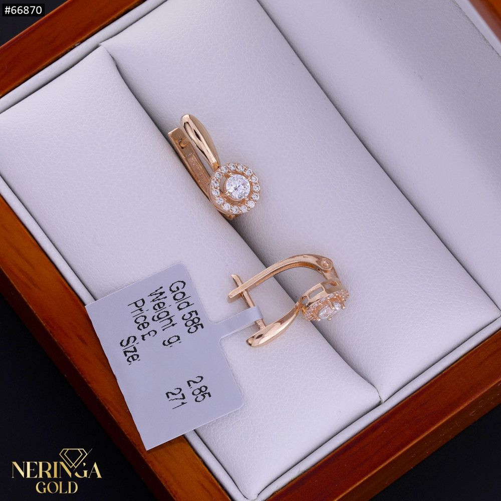 Rose gold english lock earrings #66870