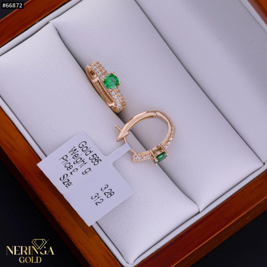 Rose gold english lock earrings #66872