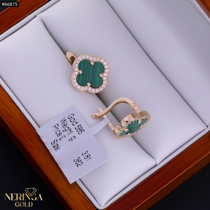 Rose gold english lock earrings #66875