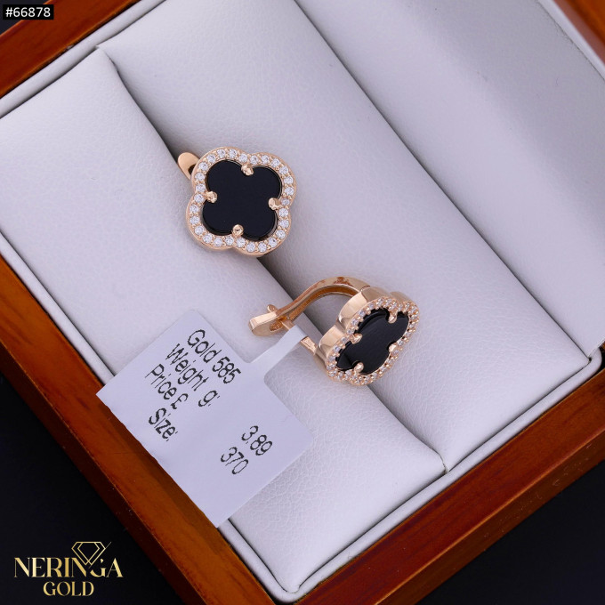 Rose gold english lock earrings #66878