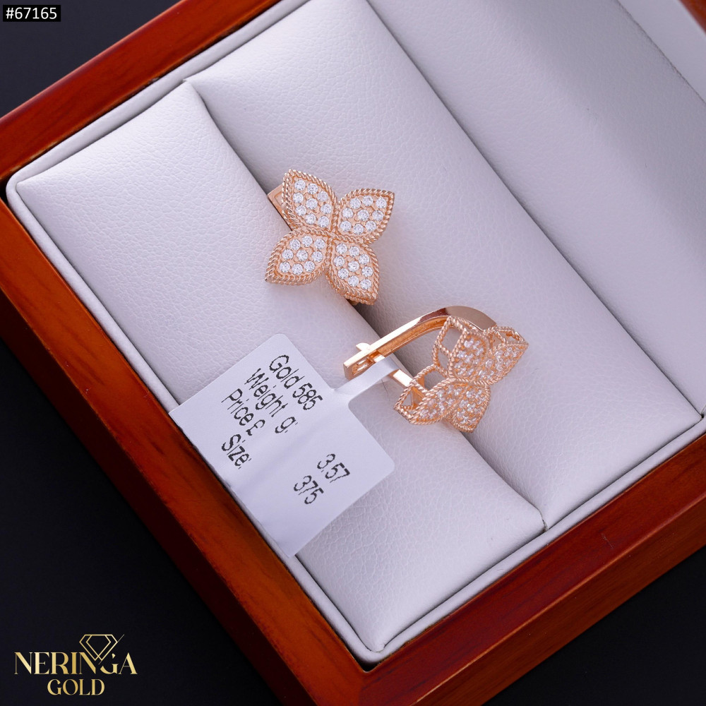 Rose gold english lock earrings #67165