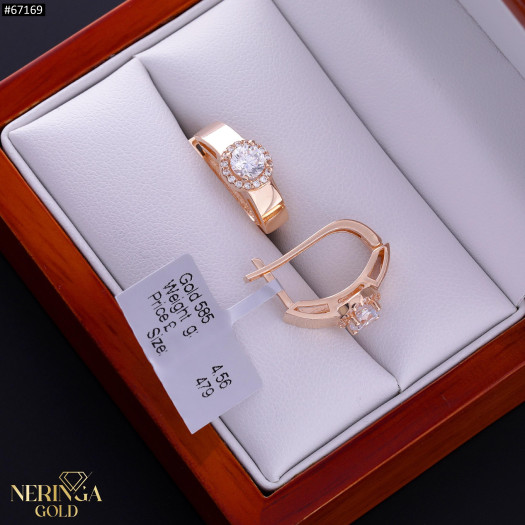 Rose gold english lock earrings #67169