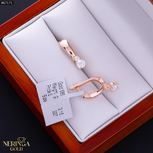 Rose gold english lock earrings #67171