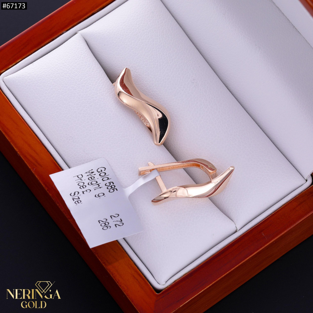 Rose gold english lock earrings #67173