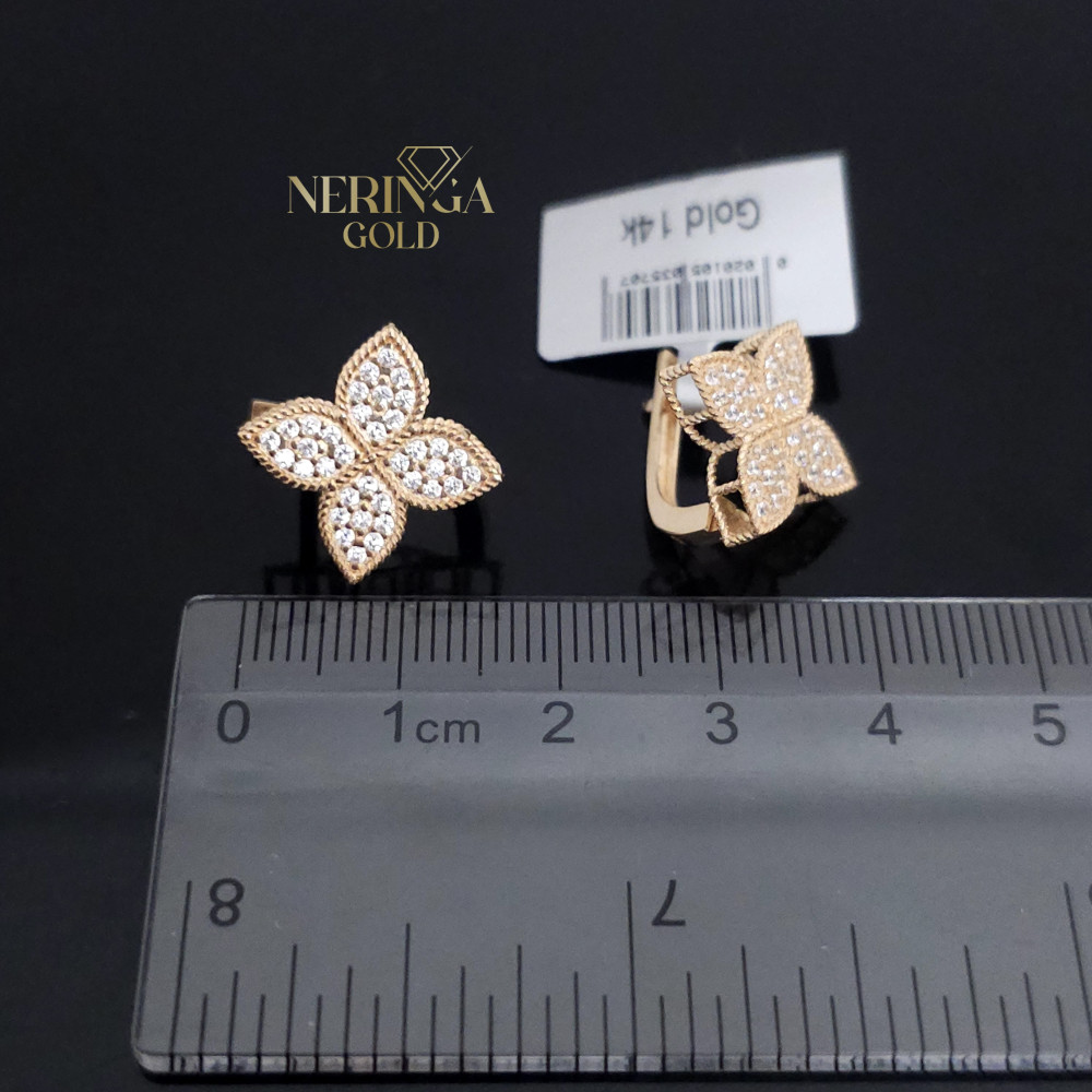 Rose gold english lock earrings #67165