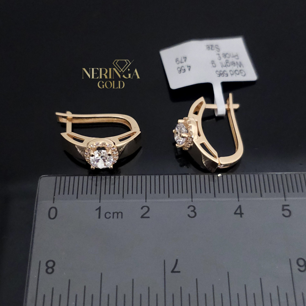 Rose gold english lock earrings #67169