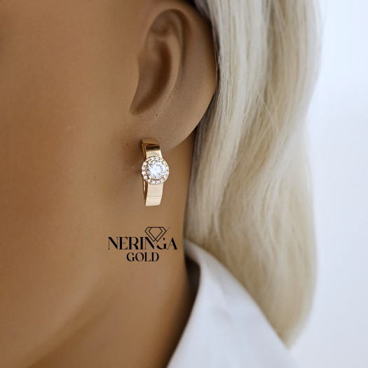 Rose gold english lock earrings #67169