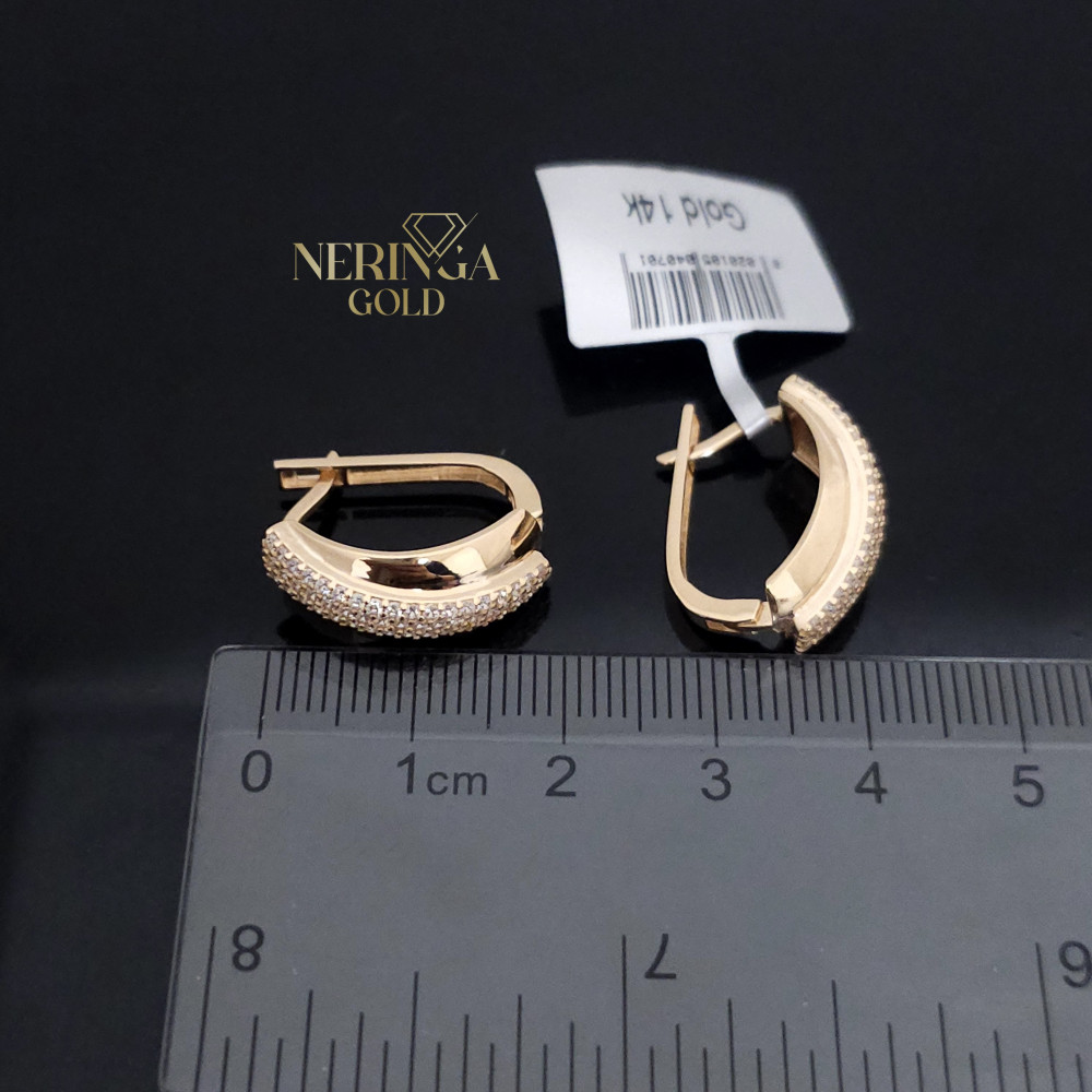 Rose gold english lock earrings #67170