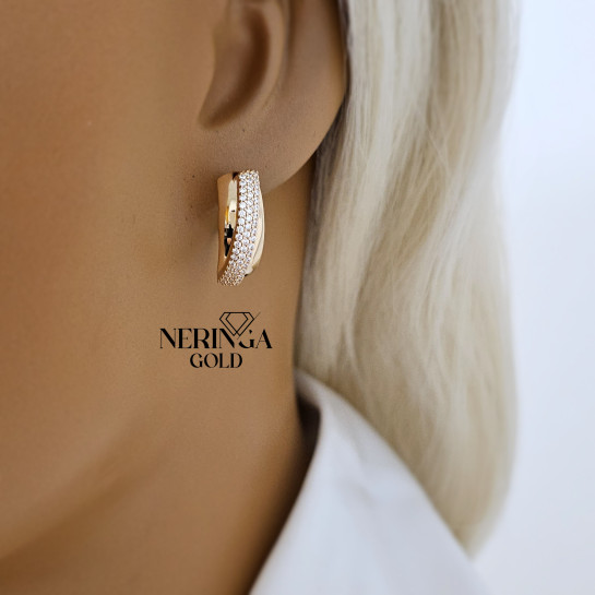 Rose gold english lock earrings #67170