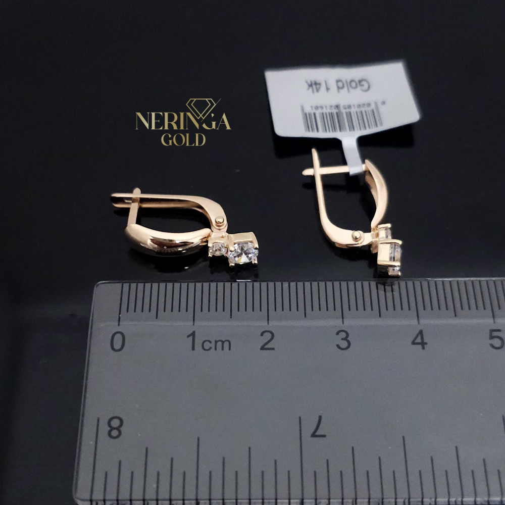Rose gold english lock earrings #67171